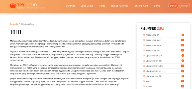 Persiapkan Diri Hadapi Tes TOEFL Online Bersama Tryout.id: Belajar Fleksibel, Lulus Lebih Pasti!